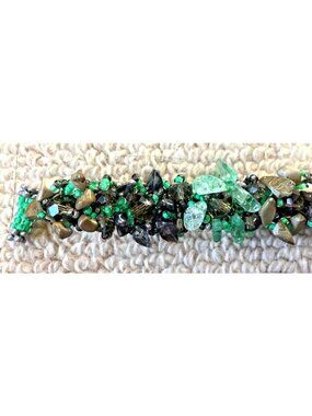 Lilybead Green Brown Smoky Topaz Hand Beaded Guatemalan Bracelet 6 3/4"